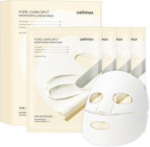 Тканинна кремова маска для освітлення тону шкіри CELIMAX Pore + Dark Spot Brightening Cream Mask 2208 фото