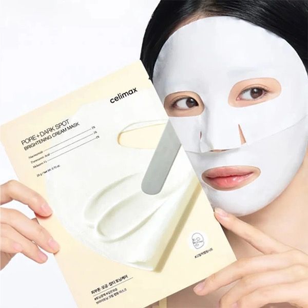 Тканинна кремова маска для освітлення тону шкіри CELIMAX Pore + Dark Spot Brightening Cream Mask 2208 фото