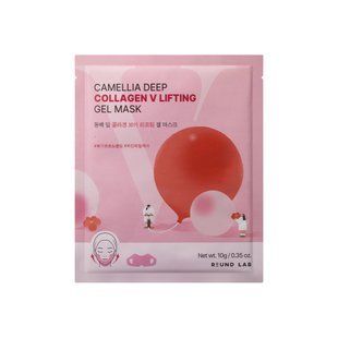 Гидрогелевая лифтинг-маска для контура лица ROUND LAB Camellia Deep Collagen V Lifting Gel Mask, 10 г 2868 фото