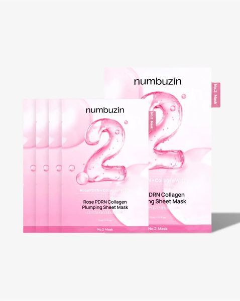 Разглаживающая тканевая маска для лица с коллагеном и пептидами Numbuzin №2 Rose PDRN Collagen Plumping Sheet Mask 2245 фото