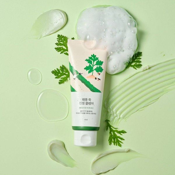 Заспокійлива очищуюча пінка з морським полином ROUND LAB Mugwort Calming Cleanser   638 фото