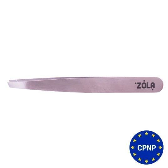 ZOLA Пинцет скошенный профессиональный для бровей SILVER 3239 фото