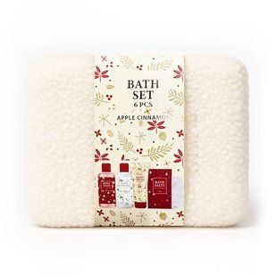 Подарочный набор Bath Set в пушистой косметичке яблоко-корица (6в1) 1698 фото